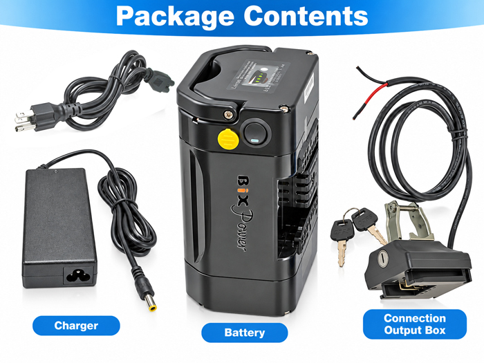 BiXPower BX3691B package contents battery charger and connection output box