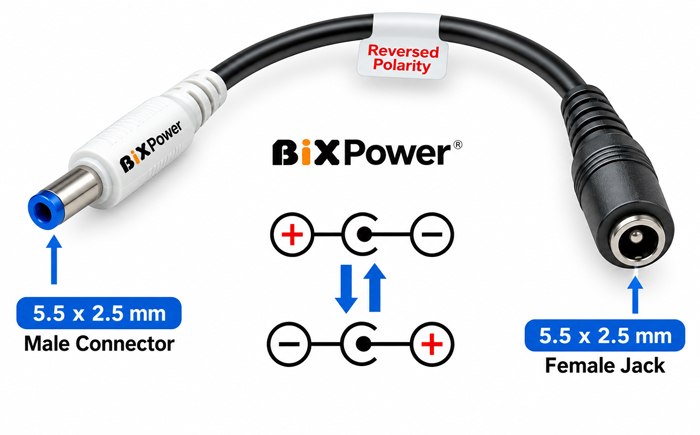 BiXPower optional 5.5 x 2.5mm polarity reversing adapter