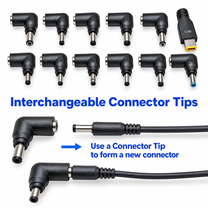 BiXPower interchangeable DC power connector tips
