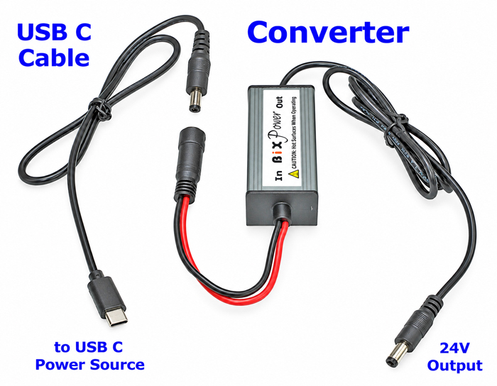 BiXPower USB-C PD input connection for 20V to 24V DC voltage conversion