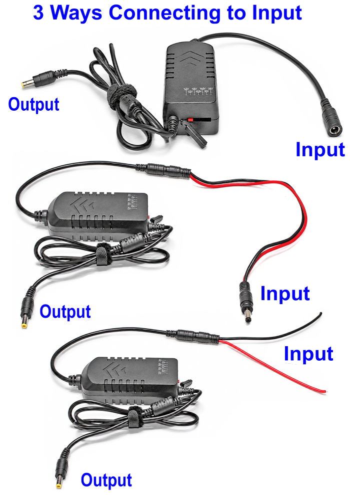 Three ways to connect BiXPower DD90X-TB DC converter to an input power source