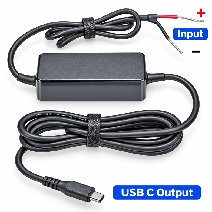 BiXPower USB-C PD100 converter bare wire DC input and USB-C output