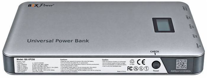 Side view of BiXPower BX-VP250 211Wh rechargeable lithium ion battery